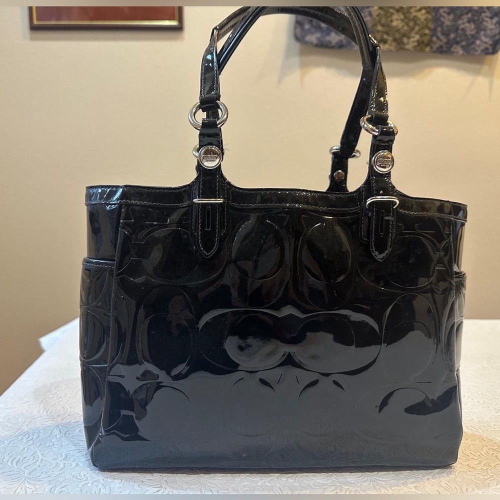 Coach Black Patent Leather Tote